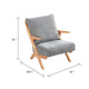 Lexi Accent Chair | Natural Brown Slat Back | Foam Cushions | Gray Chenille
