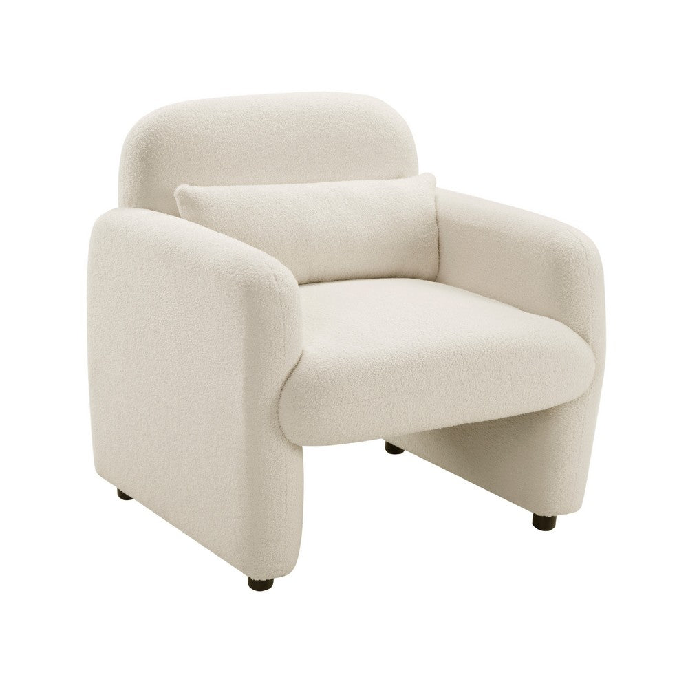 Oham Accent Chair w Lumbar Pillow & Track Arms | Beige Boucle