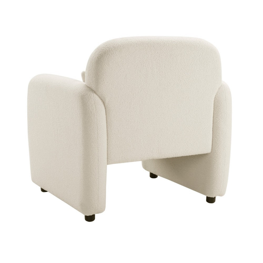 Oham Accent Chair w Lumbar Pillow & Track Arms | Beige Boucle
