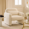 Oham Accent Chair w Lumbar Pillow & Track Arms | Beige Boucle