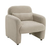 Oham Accent Chair w Lumbar Pillow & Track Arms | Taupe Brown Boucle