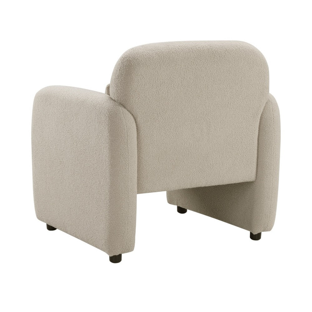 Oham Accent Chair w Lumbar Pillow & Track Arms | Taupe Brown Boucle