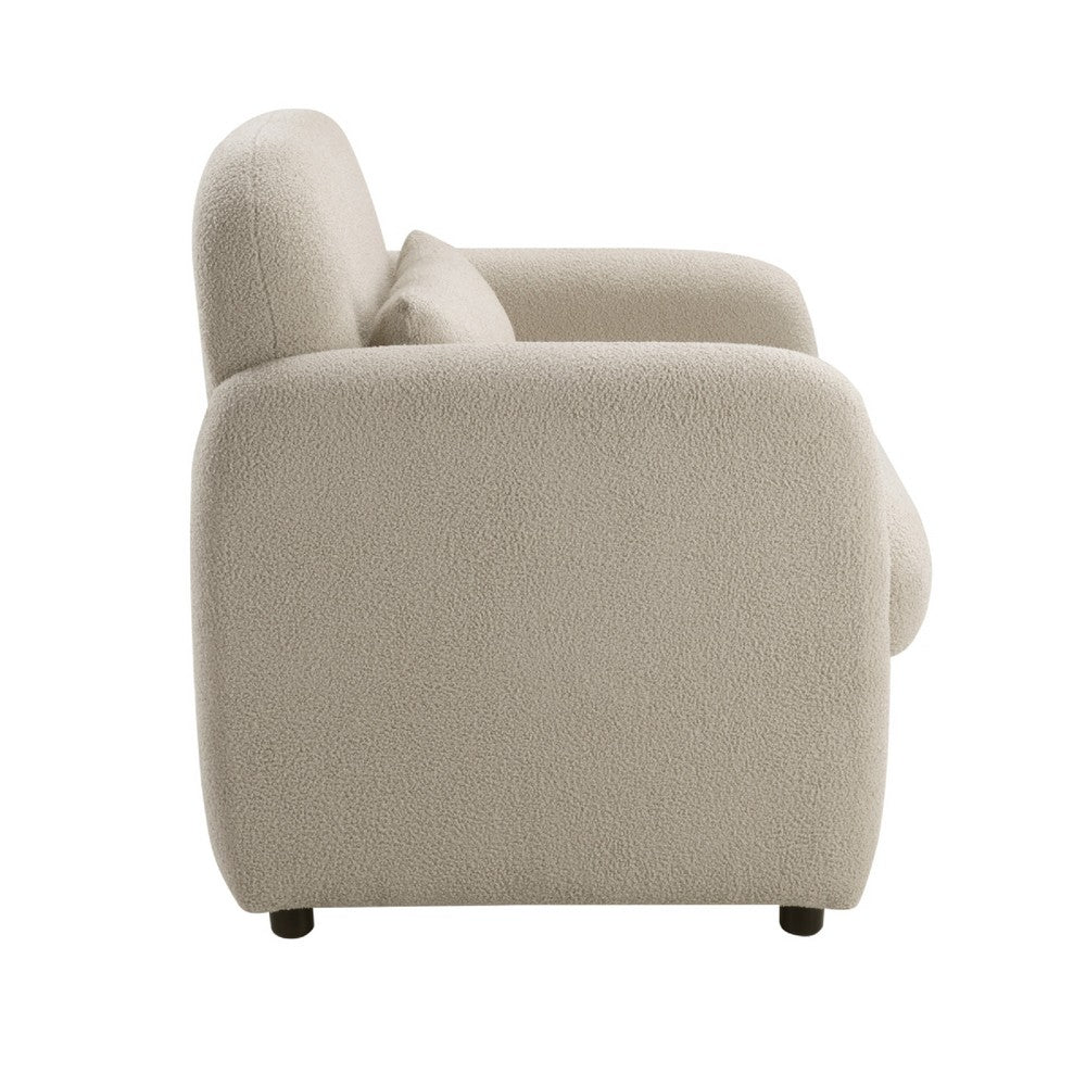 Oham Accent Chair w Lumbar Pillow & Track Arms | Taupe Brown Boucle