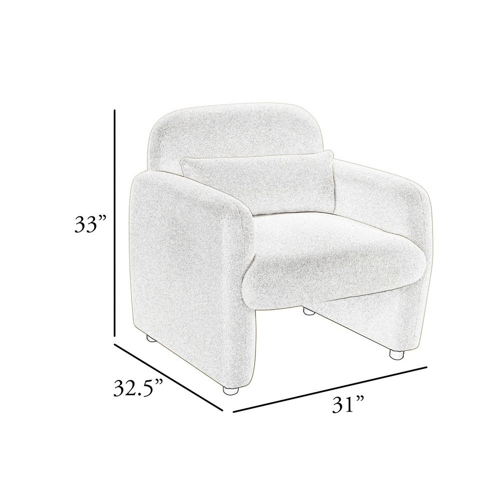 Oham Accent Chair w Lumbar Pillow & Track Arms | Taupe Brown Boucle