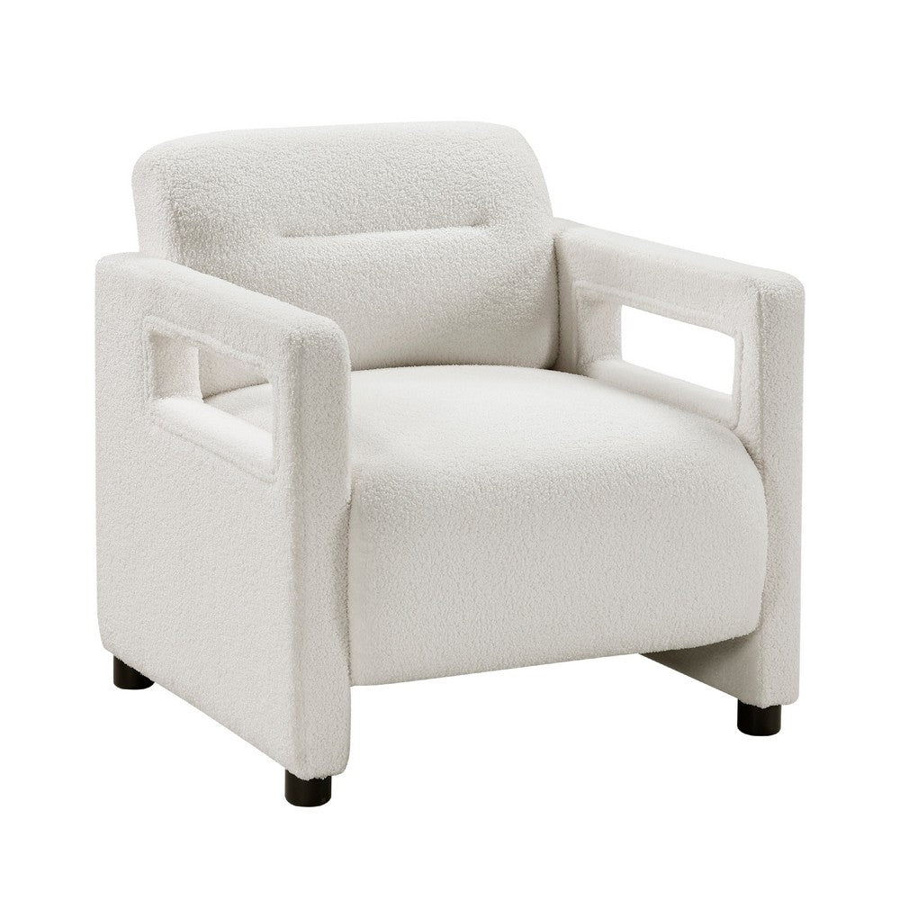 Osy Accent Armchair | Cutout Track Arms | Foam Fill Beige Boucle