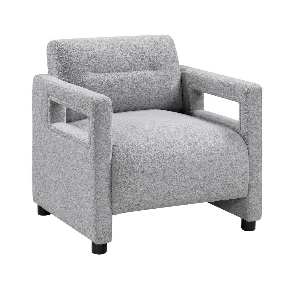 Osy Accent Armchair | Cutout Track Arms | Foam Fill Gray Boucle
