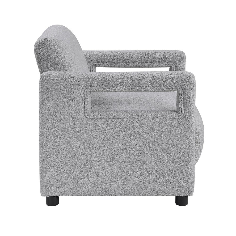Osy Accent Armchair | Cutout Track Arms | Foam Fill Gray Boucle