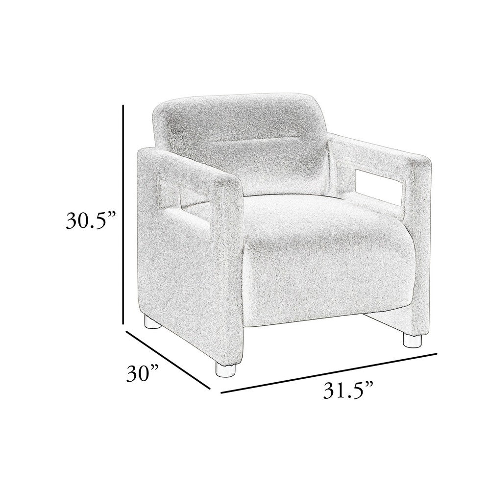 Osy Accent Armchair | Cutout Track Arms | Foam Fill Gray Boucle
