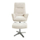 Arko 2pc Swivel Chair & Ottoman Set | Beige Chenille | Silver Star Base