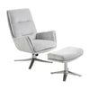 Arko 2pc Swivel Chair & Ottoman Set | Gray Chenille | Silver Star Base