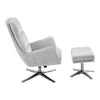 Arko 2pc Swivel Chair & Ottoman Set | Gray Chenille | Silver Star Base