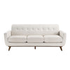 Tina Sofa | 3 Seater Tufted Back | Foam Fill Beige Polyester | Brown Wood