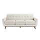 Tina Sofa | 3 Seater Tufted Back | Foam Fill Beige Polyester | Brown Wood