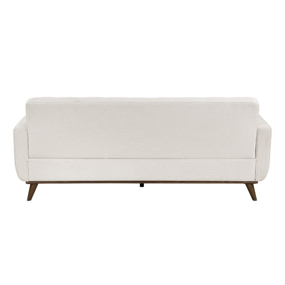 Tina Sofa | 3 Seater Tufted Back | Foam Fill Beige Polyester | Brown Wood