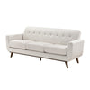 Tina Sofa | 3 Seater Tufted Back | Foam Fill Beige Polyester | Brown Wood