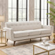 Tina Sofa | 3 Seater Tufted Back | Foam Fill Beige Polyester | Brown Wood