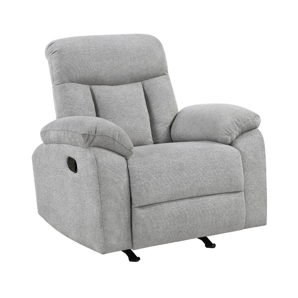 Juma Manual Rocker Reclining Chair | Pillow Arms | Tufted Gray Chenille