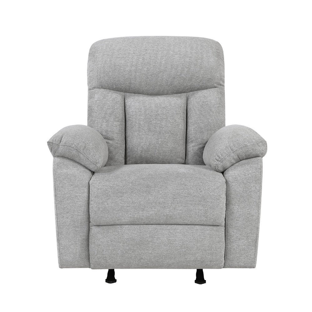 Juma Manual Rocker Reclining Chair | Pillow Arms | Tufted Gray Chenille