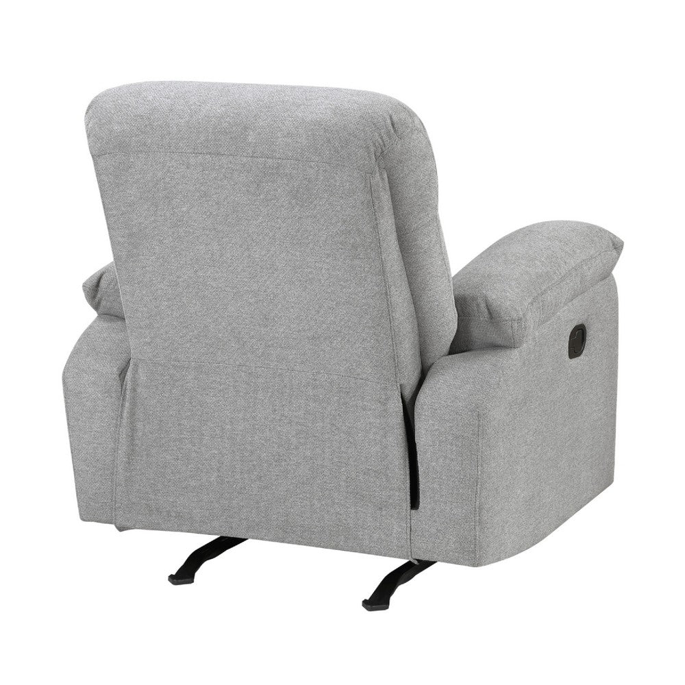 Juma Manual Rocker Reclining Chair | Pillow Arms | Tufted Gray Chenille