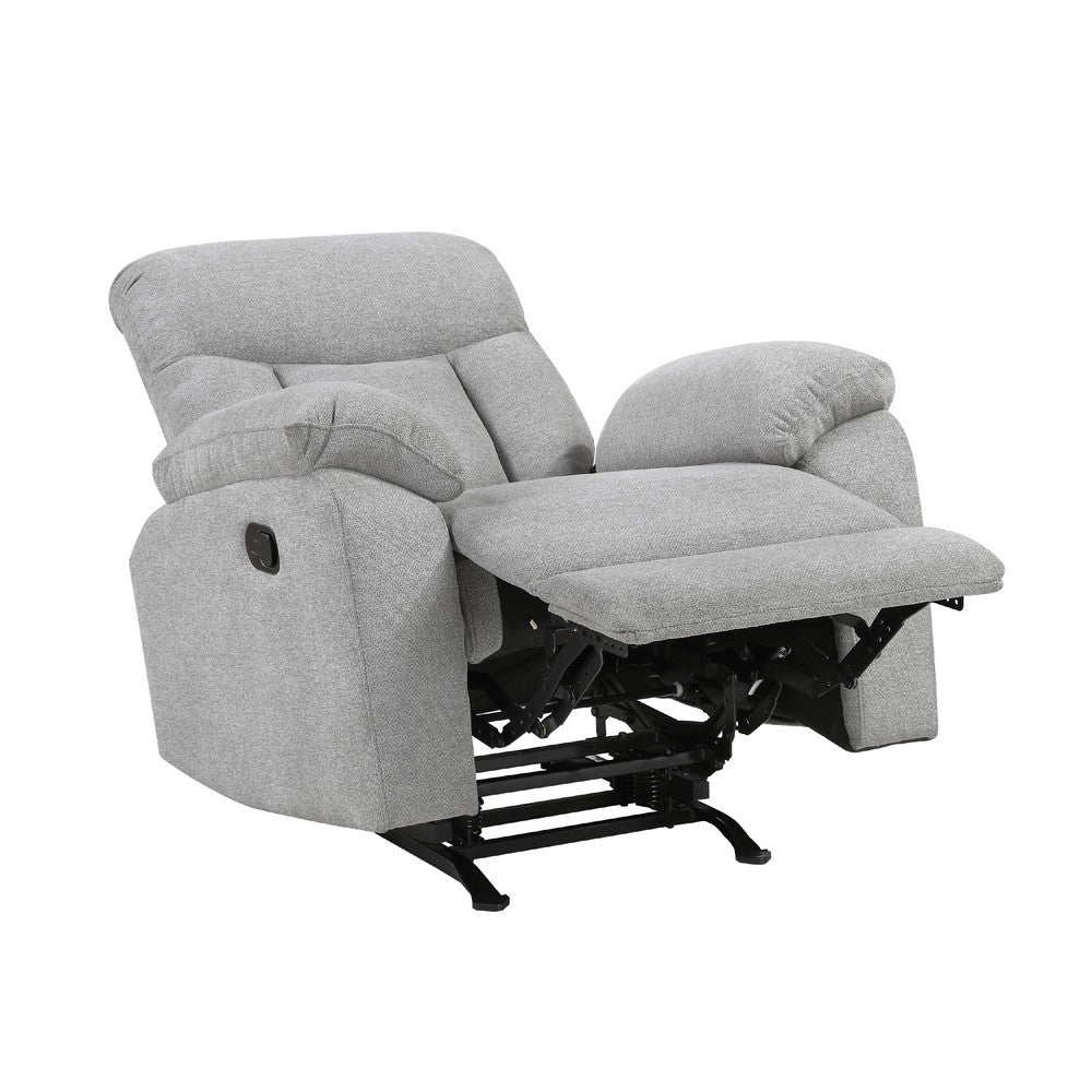 Juma Manual Rocker Reclining Chair | Pillow Arms | Tufted Gray Chenille
