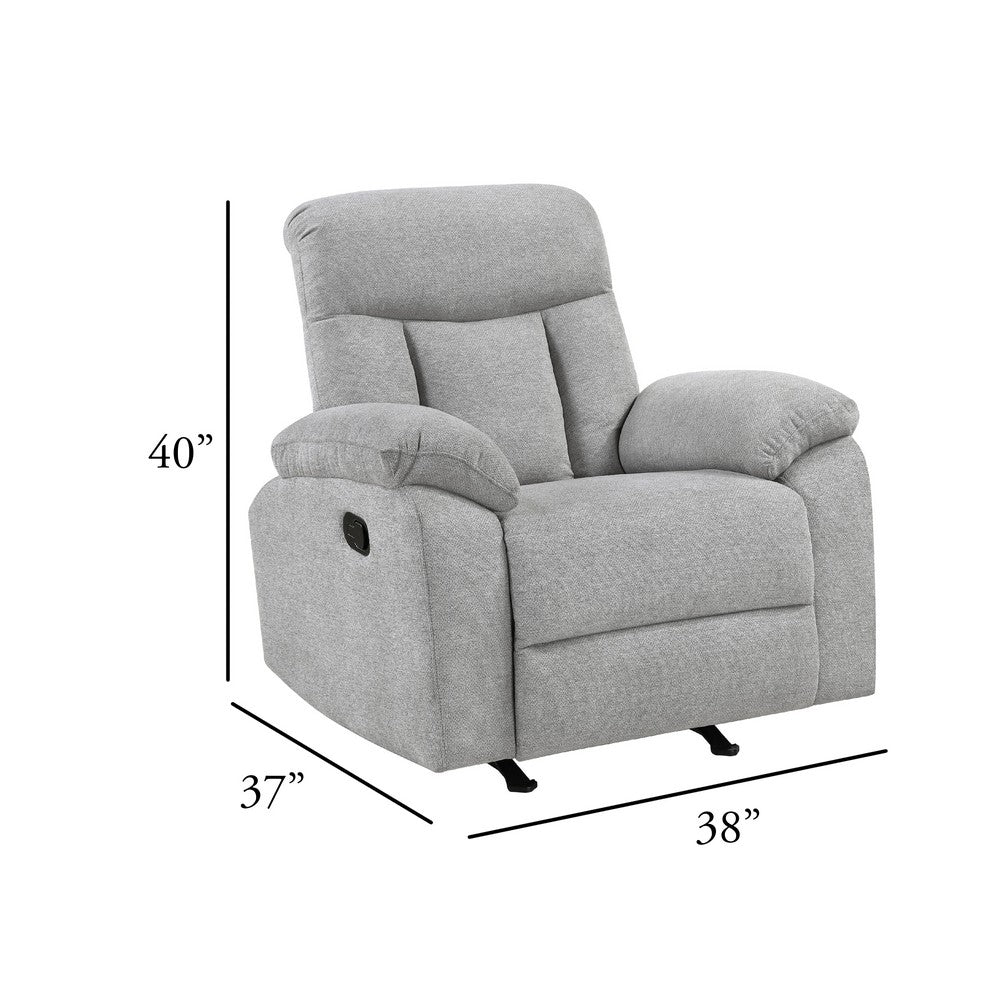 Juma Manual Rocker Reclining Chair | Pillow Arms | Tufted Gray Chenille