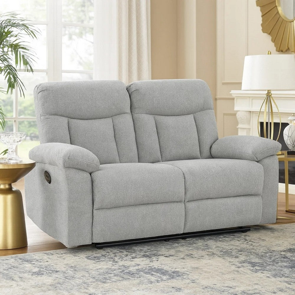 Juma Loveseat | Plush Pillow Top Arms | Soft Tufted Gray Chenille
