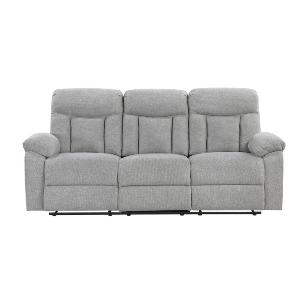 Juma Sofa | 3 Seater | Plush Pillow Top Arms | Soft Tufted Gray Chenille