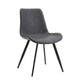Bey Dining Side Chair Set of 2 | Gray Faux Leather | Black Metal Legs