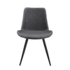 Bey Dining Side Chair Set of 2 | Gray Faux Leather | Black Metal Legs