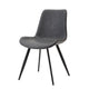 Bey Dining Side Chair Set of 2 | Gray Faux Leather | Black Metal Legs