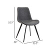 Bey Dining Side Chair Set of 2 | Gray Faux Leather | Black Metal Legs