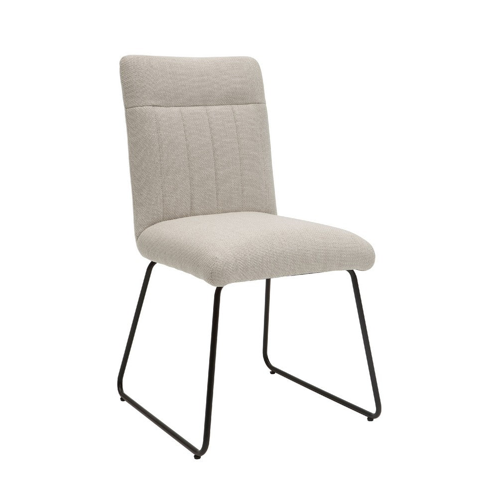 Neya Dining Side Chair Set of 2 | Beige Polyester | Black Metal Legs