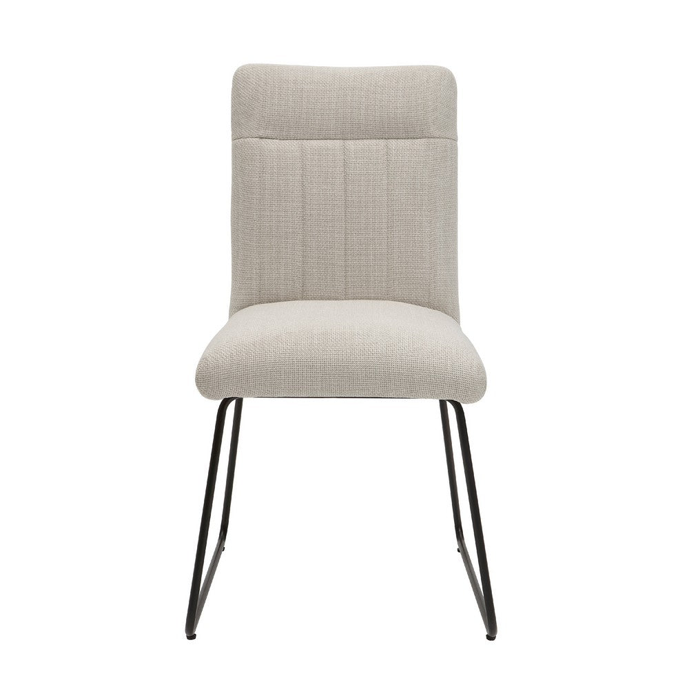 Neya Dining Side Chair Set of 2 | Beige Polyester | Black Metal Legs