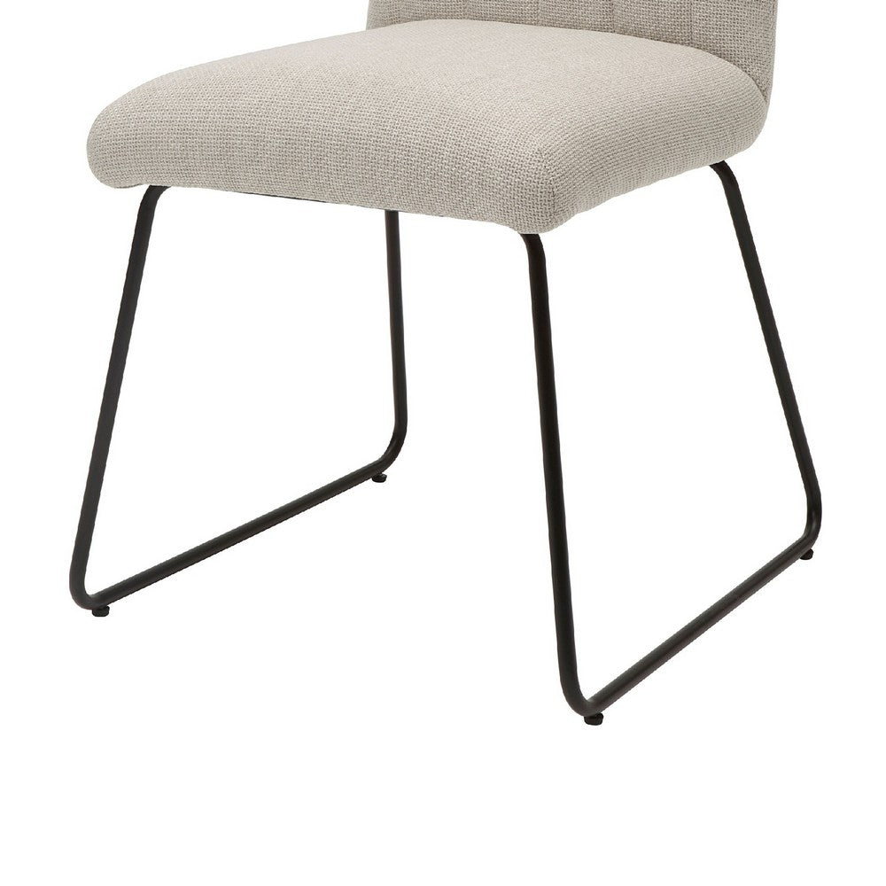Neya Dining Side Chair Set of 2 | Beige Polyester | Black Metal Legs