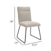 Neya Dining Side Chair Set of 2 | Beige Polyester | Black Metal Legs