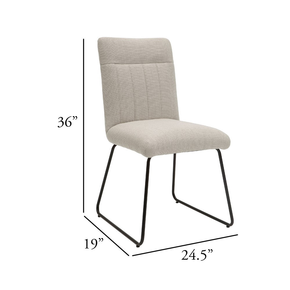 Neya Dining Side Chair Set of 2 | Beige Polyester | Black Metal Legs