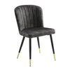 Clo Dining Side Chair Set of 2 | Channel Tufted Gray Velvet | Black Legs