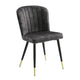 Clo Dining Side Chair Set of 2 | Channel Tufted Gray Velvet | Black Legs