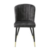 Clo Dining Side Chair Set of 2 | Channel Tufted Gray Velvet | Black Legs