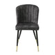 Clo Dining Side Chair Set of 2 | Channel Tufted Gray Velvet | Black Legs