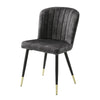 Clo Dining Side Chair Set of 2 | Channel Tufted Gray Velvet | Black Legs