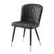 Clo Dining Side Chair Set of 2 | Channel Tufted Gray Velvet | Black Legs