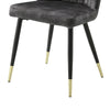 Clo Dining Side Chair Set of 2 | Channel Tufted Gray Velvet | Black Legs