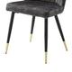 Clo Dining Side Chair Set of 2 | Channel Tufted Gray Velvet | Black Legs