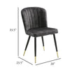 Clo Dining Side Chair Set of 2 | Channel Tufted Gray Velvet | Black Legs
