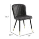 Clo Dining Side Chair Set of 2 | Channel Tufted Gray Velvet | Black Legs