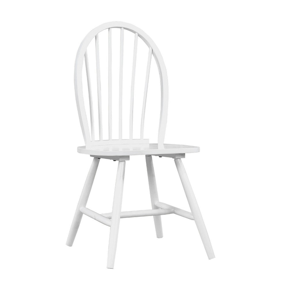 Soa Dining Side Chair Set of 2 | Curved Windsor Backs | White Wood