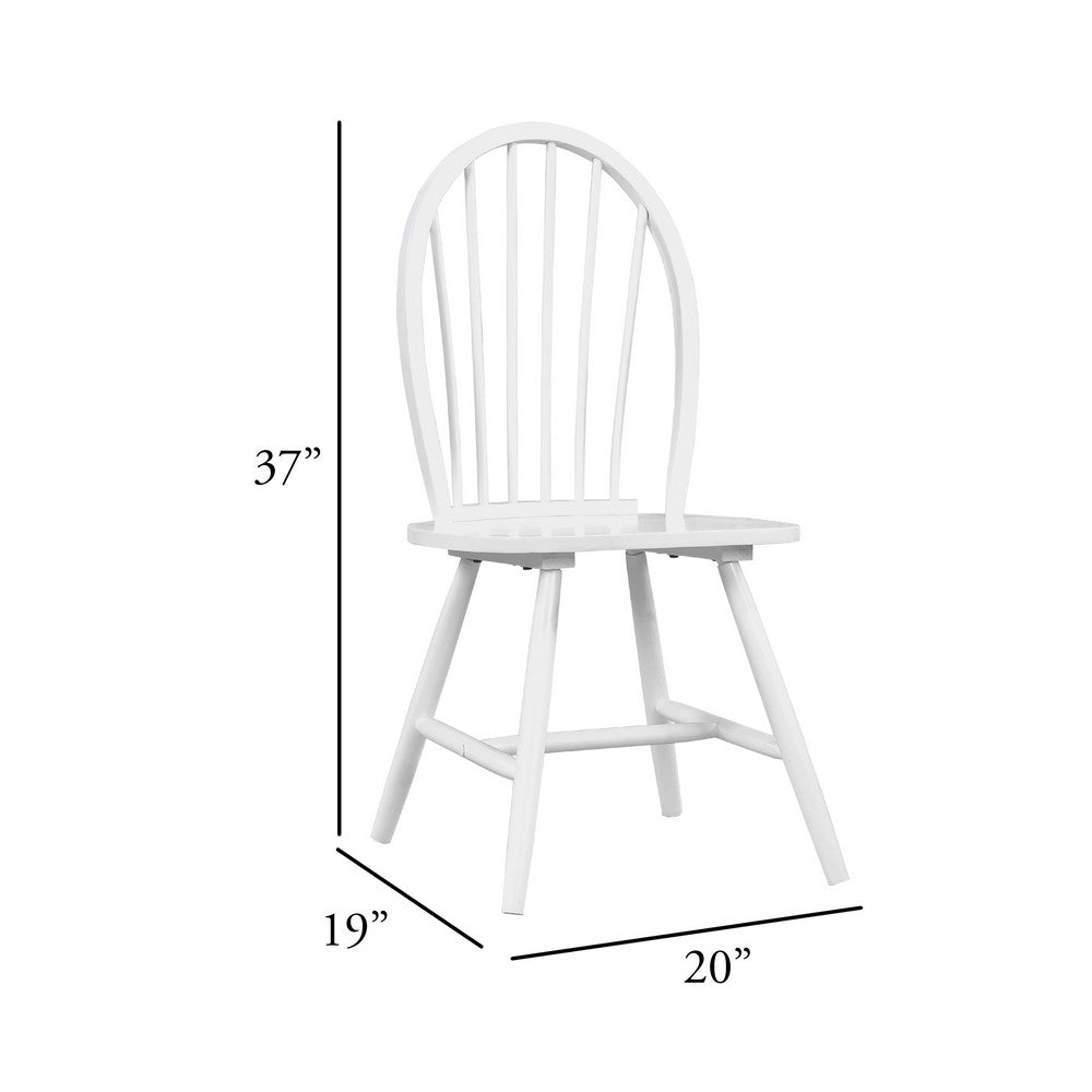 Soa Dining Side Chair Set of 2 | Curved Windsor Backs | White Wood