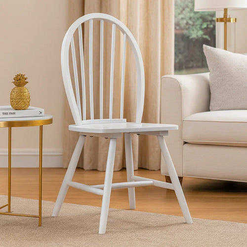 Soa Dining Side Chair Set of 2 | Curved Windsor Backs | White Wood