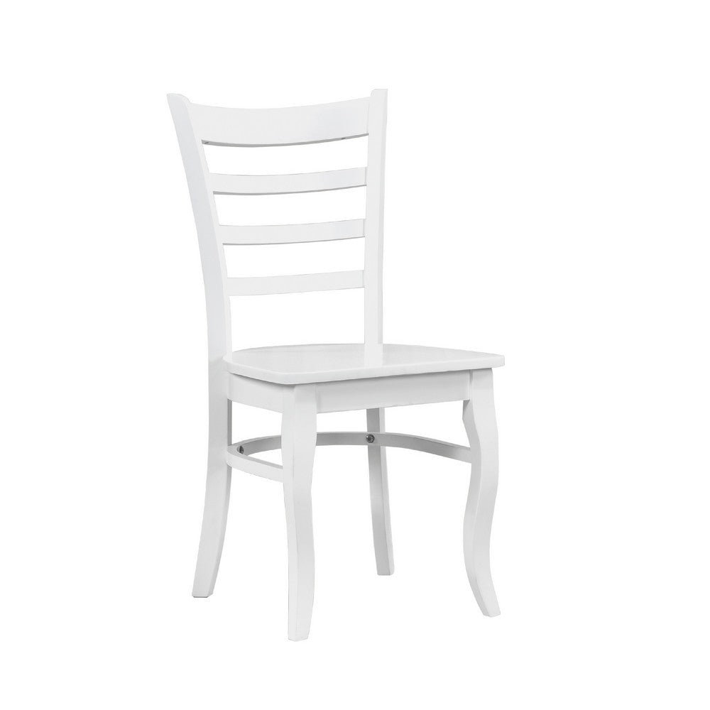 Beo Dining Side Chair Set of 2 | Contoured Ladder Backs | White Wood